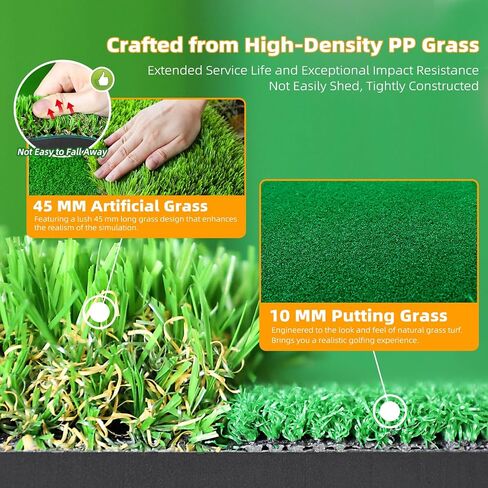 Roykaw Golf Putting Green, 5 x 10 Ft. Golf Putting Mat, Golf Practice Mat, Professional Golf Training Aid for Indoor & Outdoor, Golf Green Mat w/ 3 Holes, Flags, Slope Sponges in Saudi Arabia