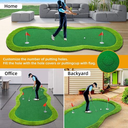 Roykaw Golf Putting Green, 5 x 10 Ft. Golf Putting Mat, Golf Practice Mat, Professional Golf Training Aid for Indoor & Outdoor, Golf Green Mat w/ 3 Holes, Flags, Slope Sponges in Saudi Arabia