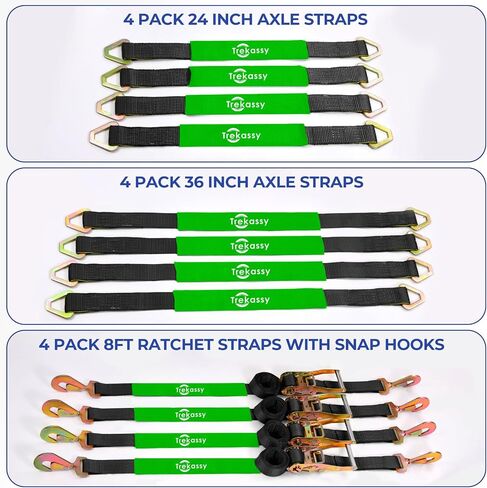 Trekassy 2" x 96" Car Tie Down Straps for Trailers Heavy Duty with Snap Hooks, Car Hauler Ratchet Tie Down Straps, Break Strength 10,000lbs, (8) Axle Straps Tie Down in Saudi Arabia