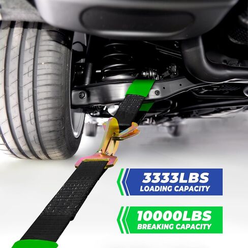 Trekassy 2" x 96" Car Tie Down Straps for Trailers Heavy Duty with Snap Hooks, Car Hauler Ratchet Tie Down Straps, Break Strength 10,000lbs, (8) Axle Straps Tie Down in Saudi Arabia