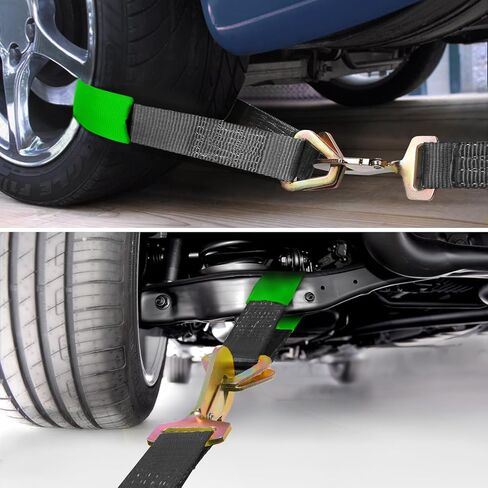 Trekassy 2" x 96" Car Tie Down Straps for Trailers Heavy Duty with Snap Hooks, Car Hauler Ratchet Tie Down Straps, Break Strength 10,000lbs, (8) Axle Straps Tie Down in Saudi Arabia