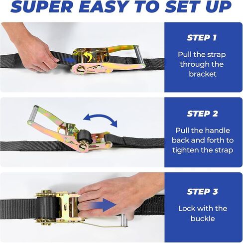 Trekassy 2" x 96" Car Tie Down Straps for Trailers Heavy Duty with Snap Hooks, Car Hauler Ratchet Tie Down Straps, Break Strength 10,000lbs, (8) Axle Straps Tie Down in Saudi Arabia