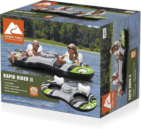oky Adult Unisex Rapid Rider II Double Inflatable River Tube Float, Multicolor, 94.49 x 48.03 x 19.69'' in Saudi Arabia