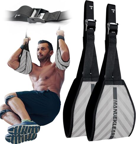 أشرطة MANUEKLEAR Ab لقضيب السحب مع حزام نايلون قابل للتعديل وإبزيم قفل عالي التحمل، أشرطة تعليق للبطن مع بطانة دعم للذراع من النيوبرين 6 مم لرفع الساق وتدريب البطن in Kuwait