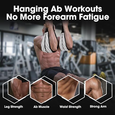 أشرطة MANUEKLEAR Ab لقضيب السحب مع حزام نايلون قابل للتعديل وإبزيم قفل عالي التحمل، أشرطة تعليق للبطن مع بطانة دعم للذراع من النيوبرين 6 مم لرفع الساق وتدريب البطن in Kuwait