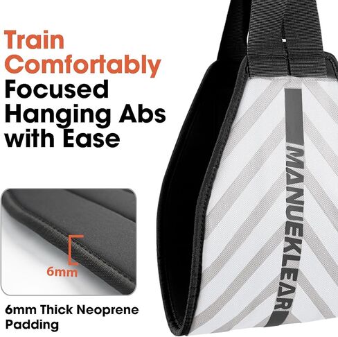 أشرطة MANUEKLEAR Ab لقضيب السحب مع حزام نايلون قابل للتعديل وإبزيم قفل عالي التحمل، أشرطة تعليق للبطن مع بطانة دعم للذراع من النيوبرين 6 مم لرفع الساق وتدريب البطن in Kuwait