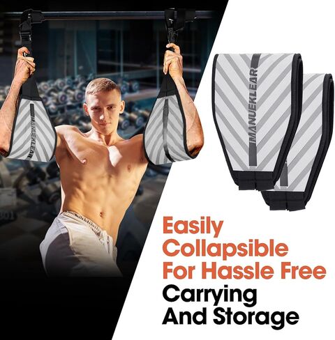 أشرطة MANUEKLEAR Ab لقضيب السحب مع حزام نايلون قابل للتعديل وإبزيم قفل عالي التحمل، أشرطة تعليق للبطن مع بطانة دعم للذراع من النيوبرين 6 مم لرفع الساق وتدريب البطن in Kuwait