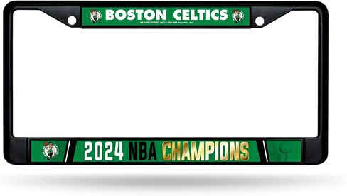 Boston Celtics 2024 NBA Finals Champions Premium 2 Screw License Plate Frame - Show Your Team Pride Tailgating & Around Town - Black Background with Team Colors Complements Any Truck, SUV, Car in Saudi Arabia