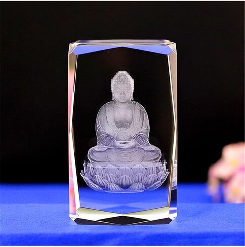 Crystal Glass Cube Eagle Model Paperweight 3D Laser Engraving Figurines Feng Shui Souvenirs Crafts (Lily Flower) in Saudi Arabia