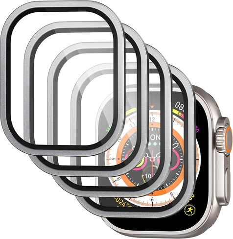 واقي شاشة فائق لساعة Apple Watch، غطاء صلب مصمم لساعة Apple Watch 49mm Series 9 8 7، مع إطار من الفولاذ المقاوم للصدأ مصنوع من سبائك التيتانيوم + واقي شاشة من الزجاج المقوى in Saudi Arabia
