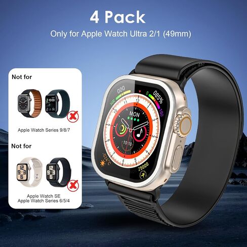 واقي شاشة فائق لساعة Apple Watch، غطاء صلب مصمم لساعة Apple Watch 49mm Series 9 8 7، مع إطار من الفولاذ المقاوم للصدأ مصنوع من سبائك التيتانيوم + واقي شاشة من الزجاج المقوى in Saudi Arabia