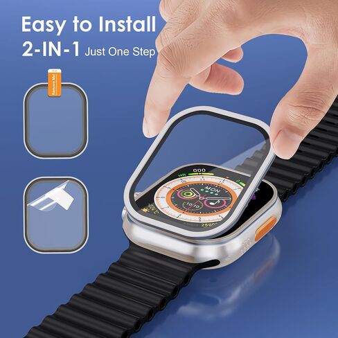 واقي شاشة فائق لساعة Apple Watch، غطاء صلب مصمم لساعة Apple Watch 49mm Series 9 8 7، مع إطار من الفولاذ المقاوم للصدأ مصنوع من سبائك التيتانيوم + واقي شاشة من الزجاج المقوى in Saudi Arabia