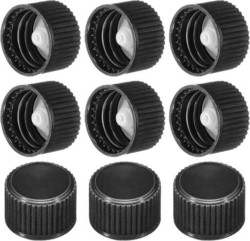 PATIKIL 18mm Phenolic Resin Cover, 144pcs Poly Seal Screw Cap Growler Cap Phenolic Cover Thread for 18-400 Glass Beer Brewing Bottles Gallon Growler Gallon Jug, Black in Saudi Arabia