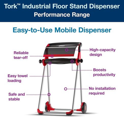 Tork Industrial Floor Stand Paper Towel Roll Dispenser Red W1, Mobile, 6520281 in Saudi Arabia