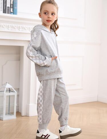 Girls 2 Piece Outfits Girl's Crop Tops Hoodies Long Sleeve Fashion Sweatshirts and Sweatpants 5-14T in Saudi Arabia