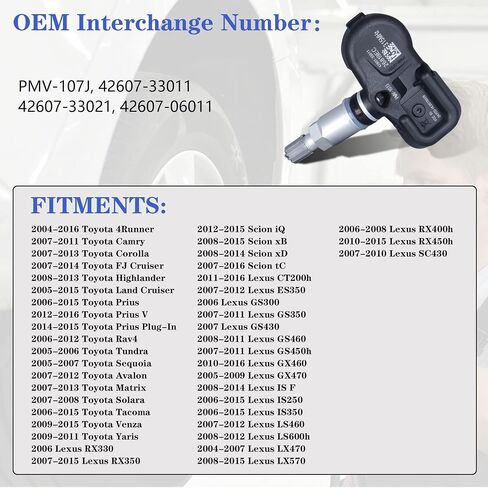 مستشعر TPMS مستشعر نظام مراقبة ضغط الإطارات 315 ميجاهرتز متوافق مع Toyota 4Runner Camry Corolla Prius Rav4 Tundra Avalon Solara Yaris Scion Lexus يستبدل OE 4260706011 4260733011 in Kuwait