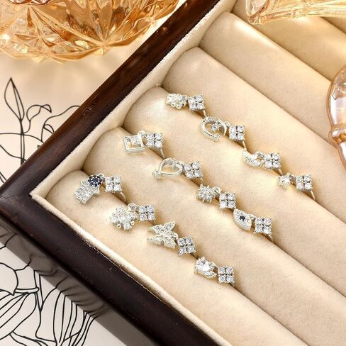 Henoyso 12 Pcs Dangle Nose Rings Hoops Heart Butterfly Cartilage Earring Cute Nose Rings Dangling Nose Piercing Jewelry for Women Adult 20G in Saudi Arabia
