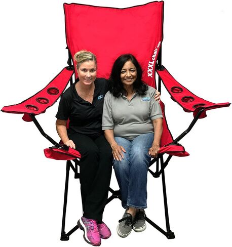 كرسي EasyGoProducts العملاق الكبير الحجم والمحمول القابل للطي والتخييم والشاطئ في الهواء الطلق مع 6 حاملات أكواب! أضعاف المدمجة في حقيبة حمل (أسود) in Kuwait