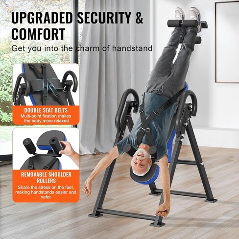 VEVOR Inversion Table, 300lbs Capacity Heavy Duty Inversion Table, Decompression Back Stretcher Machine, Strength Training Equipment with Headrest, Ankle Lock, Adjustable Protective Belt in Saudi Arabia