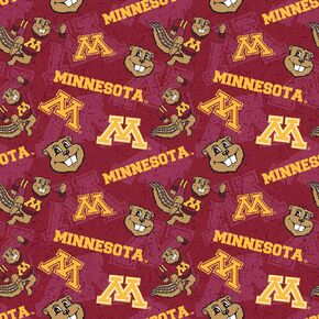 University of Minnesota Cotton Fabric with New Tone ON Tone Design Newest Pattern