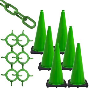 Mr. Chain Traffic Cone and Chain Kit, Green, 28-Inch Height (93204-6A)