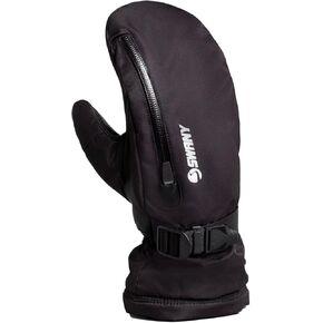 SWANY Men's Arctic Touch-Screen Compatible Insulated Warm Durable Leather Winter Mittens with Quick Release Strap