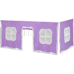 Max & Lily Underbed Curtain for Low Bunk Bed/Low Loft Bed, Play Curtain for Kids, Cotton Privacy Curtain for Bottom Bunk, 2 Panel Curtain Set Purple/White