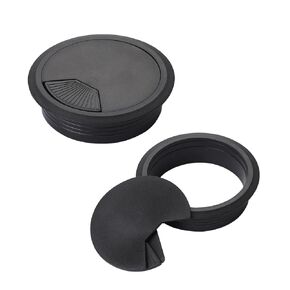 2PCS Black Cable Grommets Desk Hole Cover 60mm 2-3/8 Inch Desk Hole Grommet Table Cord Cable Grommet Desk Wire Hole Plug Cover for Cables and Cords Management Office Supplies