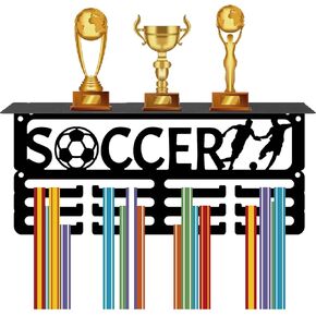 CREATCABIN Cheerleader Medal Holder Trophy Shelf Medal Hanger Display Rack Hanging Awards with Shelf Stand 3 Lines Design Hold 70+ Medals for Cheerleader Cheerlead Race Winner Member 11.4x5.1 Inch