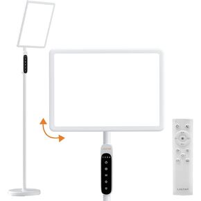 LASTAR Sun Lamp, 12000LUX Full Spectrum Daylight Lamp,Remote Control/4 Color Temperature/5 Brightness/4 Timer/3 Height Floor Sunlight Lamp（White）