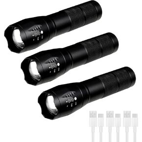 5 Pack Mini Small Pocket LED Flashlight USB Rechargeable High Lumens Bright Powerful EDC Flash Lights - Aluminum Handheld Flashlight Bulk for Kids, Portable Camping Christmas Gifts