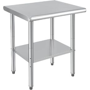 Stainless Steel Table for Prep & Work 24 x 30 Inches, Commercial Workstations Metal Kitchen Prep Table with Adjustable Undershelf for Restaurant, Home and Hotel
