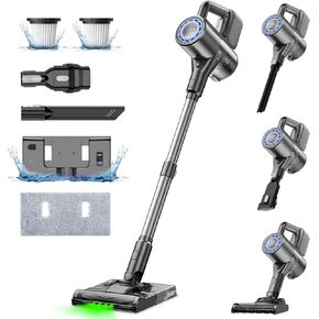 S7 Plus Cordless Vacuum Cleaner, 40Kpa 60Mins 2-in-1 Cordless Vacuum and Mop Combo, Lightweight and Versatile Stick Vacuum, Deep Cleans, Washes, Green LED, All in One