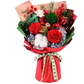 Preserved Red Rose Flowers Christmas Gift Bouquet-Fresh Rose Flowers Bouquet for Delivery Prime, Fresh Cut Flowers for Birthday Gift, Gift for Her:Mother's Valentine's Day