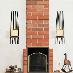 Wall Sconces Candle Holder Set of 2, Wall Mounted Candle Holder for Pillar Candles Hanging Metal Wall Decorations for Living Room Bedroom Home Wall Decorations, Weddings, Events, Black