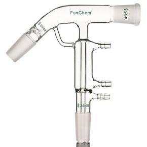 Glass Short Path Distillation Head, High-Efficiency Optimal Separation and Precision Control Distillation Apparatus for Lab Distillation, 3-Hose Connection, 24/40 Joint