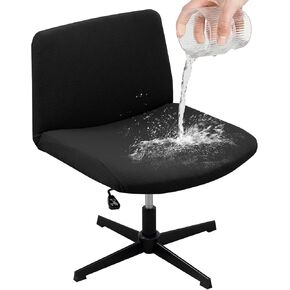 Armless Office Desk Chair Cover Stretch Waterproof Jacquard Wide Seat Mid Back Accent Chair Slipcover Criss Cross Chair Modern Vanity Chair Protector Cover (Grey)