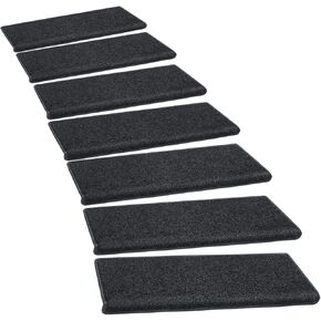 PURE ERA Bullnose Carpet Stair Treads Set Tape Free Non-Slip Indoor Stair Protectors Pet Friendly Rugs Covers Soft Skid Resistant Washable Reusable 9.5" x 30"(2 Pieces,Light Beige)