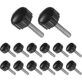 Knurled Thumb Screws, M4 Thread 15mm Thread Length 16mm Round Head, Plastic Knobs Clamping Screws - (Applications: for Sawing Machines), 14-Pieces