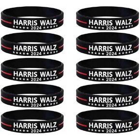 10 Pack Harris Walz 2024 Kamala Harris Tim Walz Waltz For President Bracelets Silicone Wristbands Rubber Bracelets for Men&Women