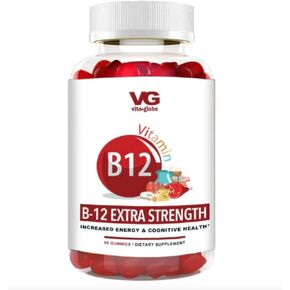 VitaGlobe VIT B12 1000mcg Gummies - Energy Booster, Supports Metabolism and Nervous System Health, 60 Count (Pack of 1)