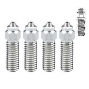 4Pcs 0.8mm Bimetal K1 Nozzles Kit, High Flow 3D Printer Accessories k1 Max Nozzle Made of Copper Alloy and Hardened Steel, Compatible with Creality K1, K1 Max, CR-M4, CR-10SE, Ender 3 V3 KE