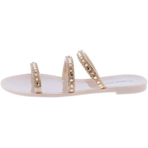 Womens Jelly flip Flop Rhinestone Slippers Sandals (10, SMOKE Jelly)