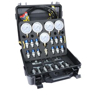 Hydraulic Pressure Test Kit，600bar /8700psi / 60mpa 5 Gauges 13 Test Couplings 14 Tee Connectors 5 Test Hoses, Hydraulic Gauge Kit Sturdy Carrying Case for Mine Excavator Construction Machinery Ships