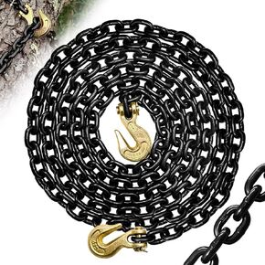 Grade 80 Transport Binder Chain,25FT 3/8" Trailer Safety Chains with Clevis Grab Hooks,7100 Lbs Safe Working Load Heavy Duty Chain for Lifting Loading Tie Down Fixed Cargo Flatbed Truck