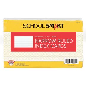 School Smart Heavyweight Ruled Index Cards - 5 x 8 inches - Pack of 100 - Canary