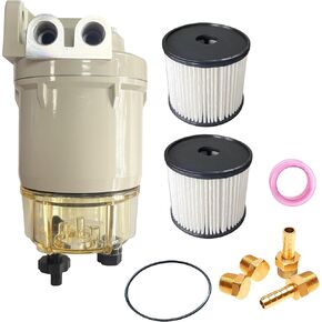 iFJF Upgrade 35-60494-1 Fuel Water Separating Filter Replacement for Marine Outboard Motor with 3/8" Barb x 1/4" NPT Fittings Replaces S3213 S3214 B32013 18-7932-1 18-7922 18-7932 10 Micron