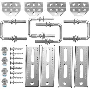 4 PCS 8" Galvanized Swivel Top Bunk Bracket Kit Boat Trailer Guides with Hardware for 3"x3"，2"x3",1.5"x3" Boat Trailer Crossmember, Boat Trailer Bunk Brackets & Square U-Bolts