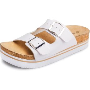 Women's Platform Sandals With Two Straps Summer Comfort Arch Support Beach Slide Sandals Cork Footbed Flatform Sandals For Women