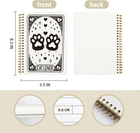 Cat Lover Notebook Journal, Funny Cute Cat Spiral Notebook, Gifts for Cat Lovers Cat Mom Cat Owners, Gothic Cat Themed Hardcover Spiral Notebook 5.5x8.3 in Kuwait